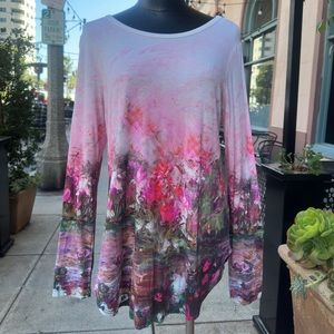 floral long sleeve 100% silk blouse